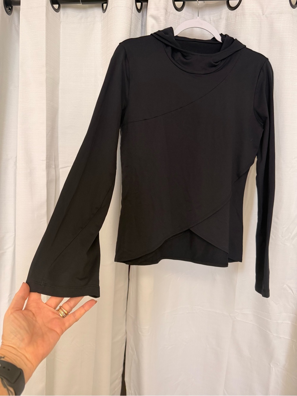 Patagonia Black Draped Hooded Long-Sleeve Top